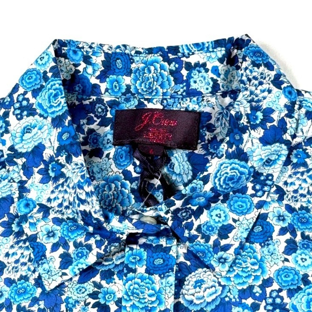 NWT J.Crew Liberty Fabrics Blue Floral Cotton Button Down Shirt Womens 6 - Picture 2 of 6